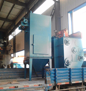 用于清理小型鋁件的Q326履帶式拋丸機(jī)發(fā)往青島城陽